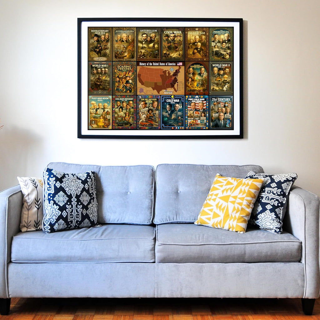 Think2Master History of The United States 500 Pieces Large Format Jigsaw Puzzle: Kids 12+, Teens, Adults & Families. Great Gift. Presidents, Key Events & ERAS from 1776 to Today. Size: 26.8” X 18.9”