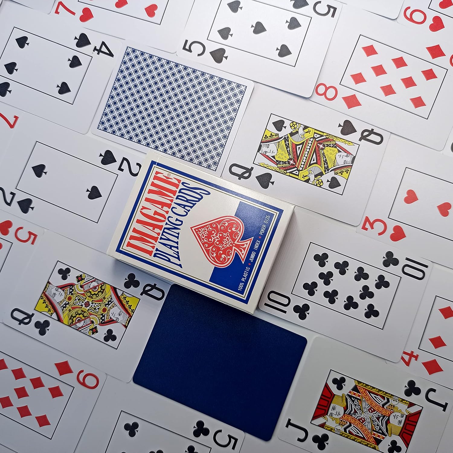 Plastic Playing Cards, Real Poker Size, Casino Quality, Jumbo Index, Waterproof & Washable, Perfect for Texas Hold’em Poker, 1 Blue Deck