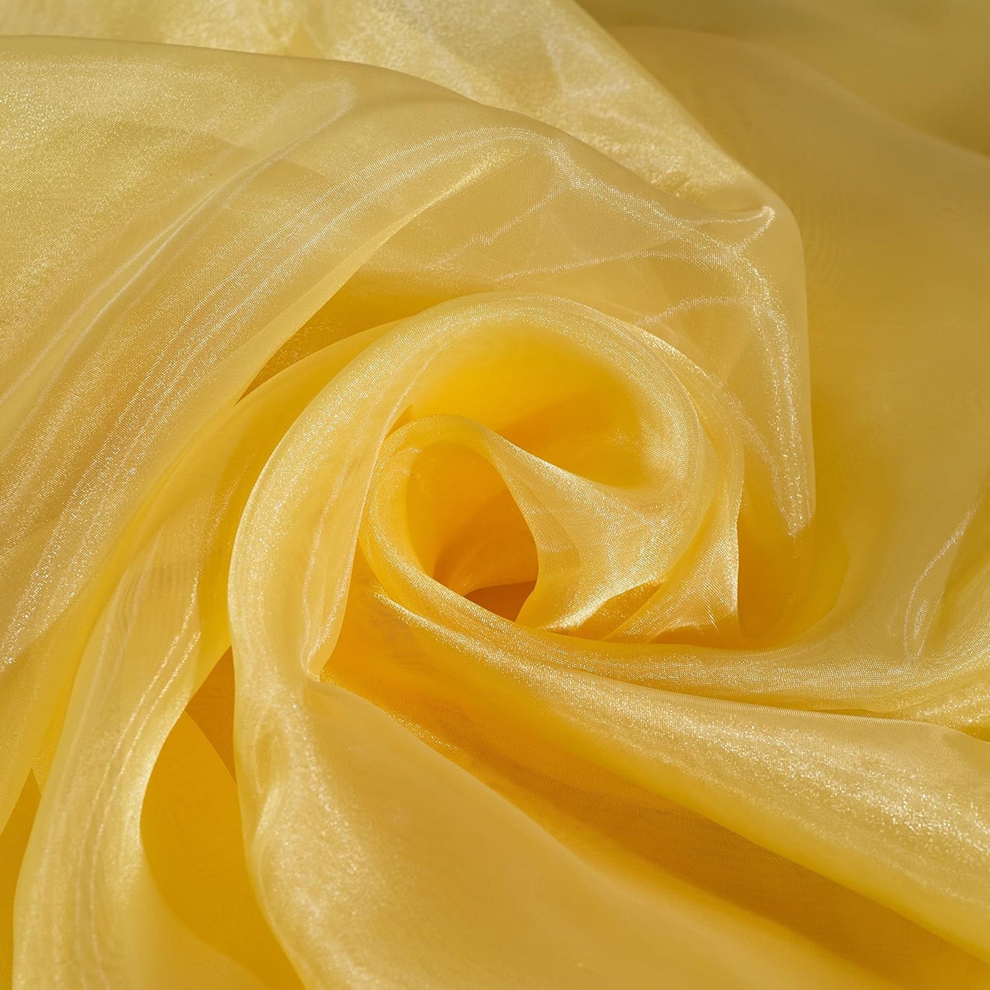 Fynite Sheer Organza Fabric | 10 Yards Long | 44" Wide | Bridal Solid Organza Bolt for Wedding Dress, Fashion Craft Decorations - Silky Shiny Gold