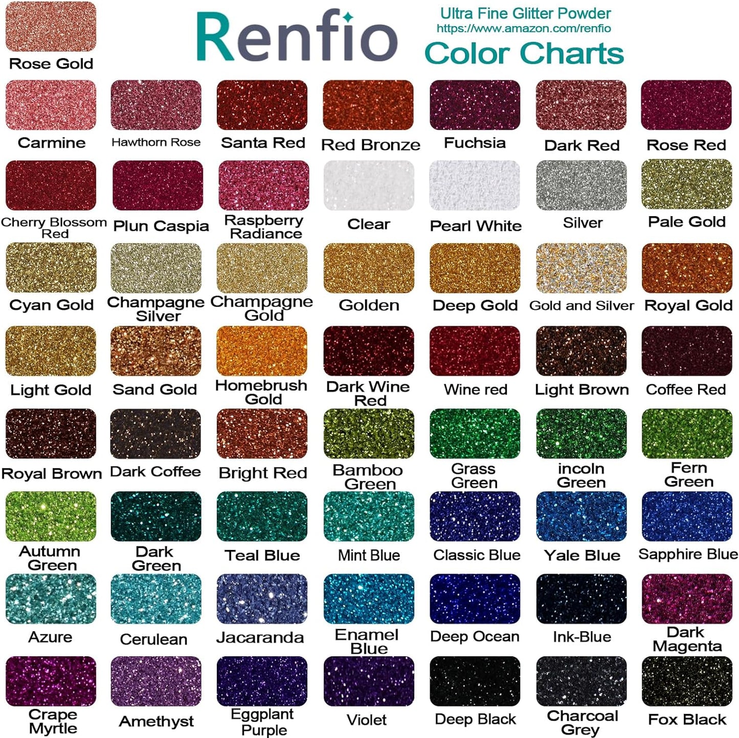 Renfio Ultra Fine Glitter Powder Metallic Resin Glitter 2.11 Oz (60g) PET Flakes Crafts Sequins 1/128" 0.008" 0.2mm Epoxy Chips Flakes for Tumblers Slime Decoration - Hawthorn Rose