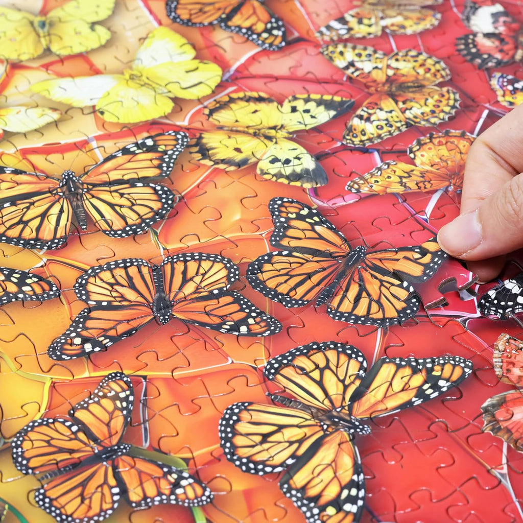 Think2Master Colorful Rainbow of Butterflies & Stained Glass 1000 Pieces Large Format Jigsaw Puzzle for Kids 12+, Teens, Adults & Families. Beautiful Vibrant Illustration Artwork Size: 26.8” X 18.9”