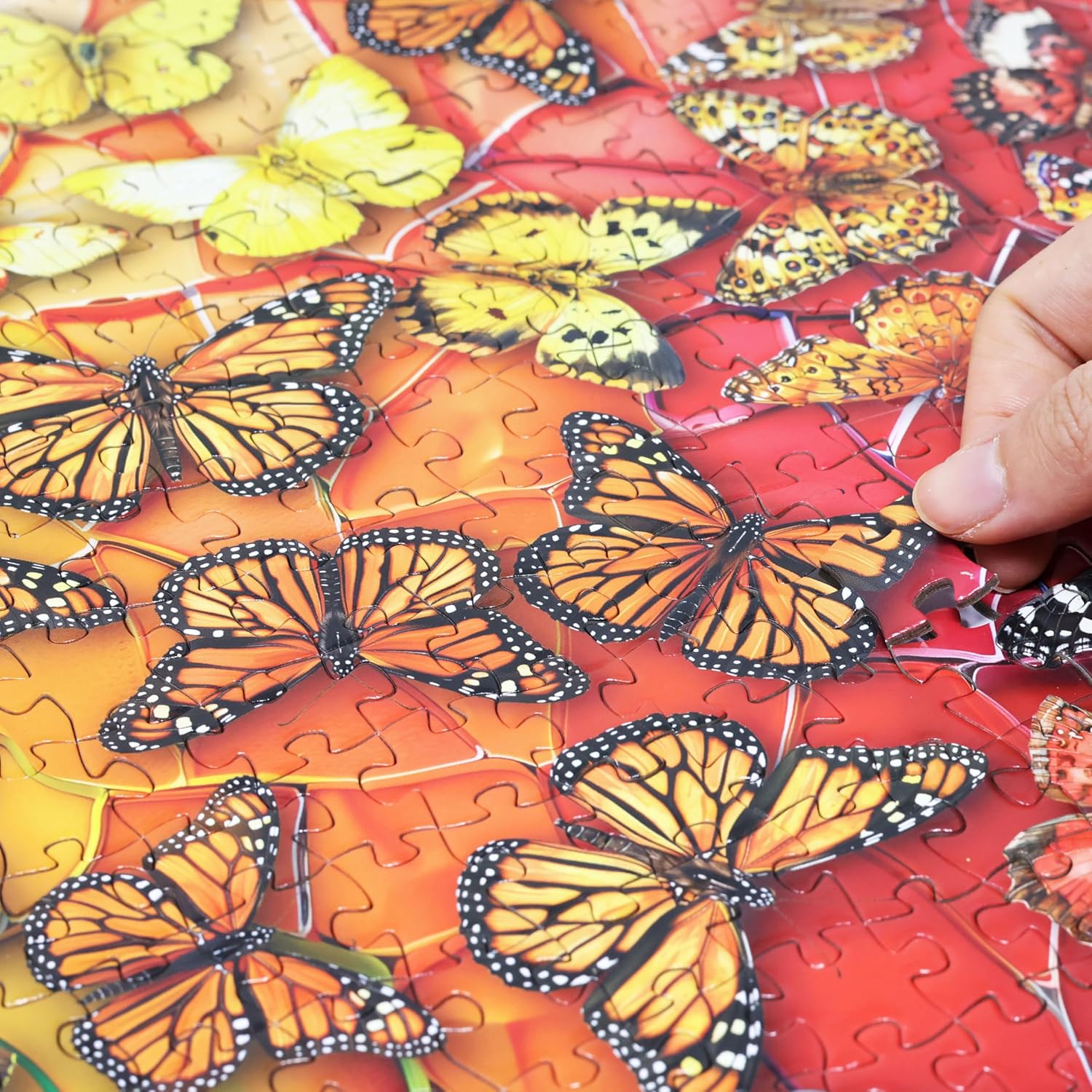 Think2Master Colorful Rainbow of Butterflies & Stained Glass 1000 Pieces Large Format Jigsaw Puzzle for Kids 12+, Teens, Adults & Families. Beautiful Vibrant Illustration Artwork Size: 26.8” X 18.9”