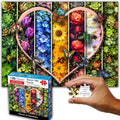 Think2Master Colorful Flowers Succulents & Butterflies 500 Pieces Large Format Jigsaw Puzzle for Kids 12+, Teens, Adults & Families. Beautiful Vibrant Heart Valentine's Day Illustration 26.8” X 18.9”