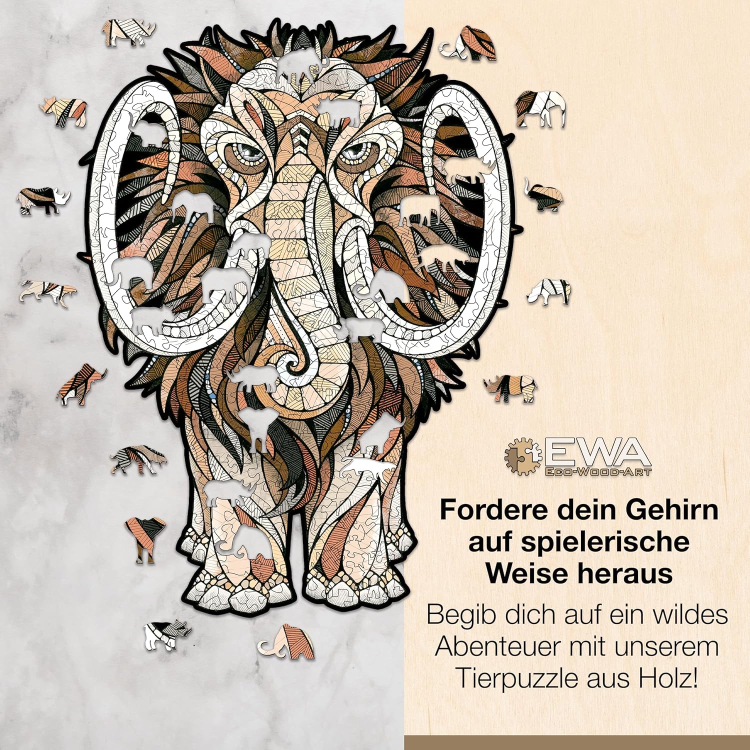 EWA Home Décor – Lion Medium 100 Pieces – Wooden Jigsaw Puzzle for Adults – Perfect for Artistic Home Decoration and Mindful Relaxation