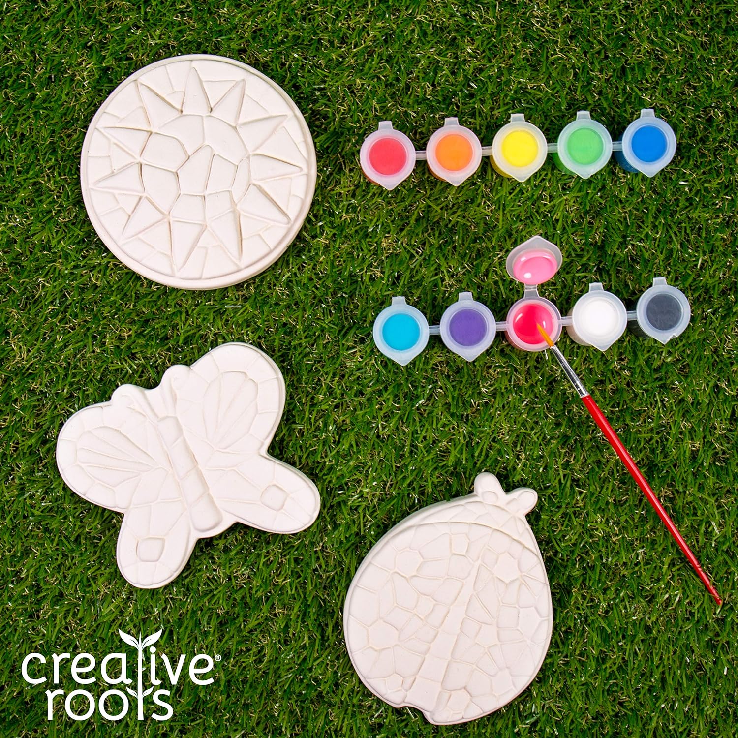 Creative Roots Paint Your Own Butterfly, Ladybug & Sun Stepping Stone by Horizon Group USA, 1 box of 3 count